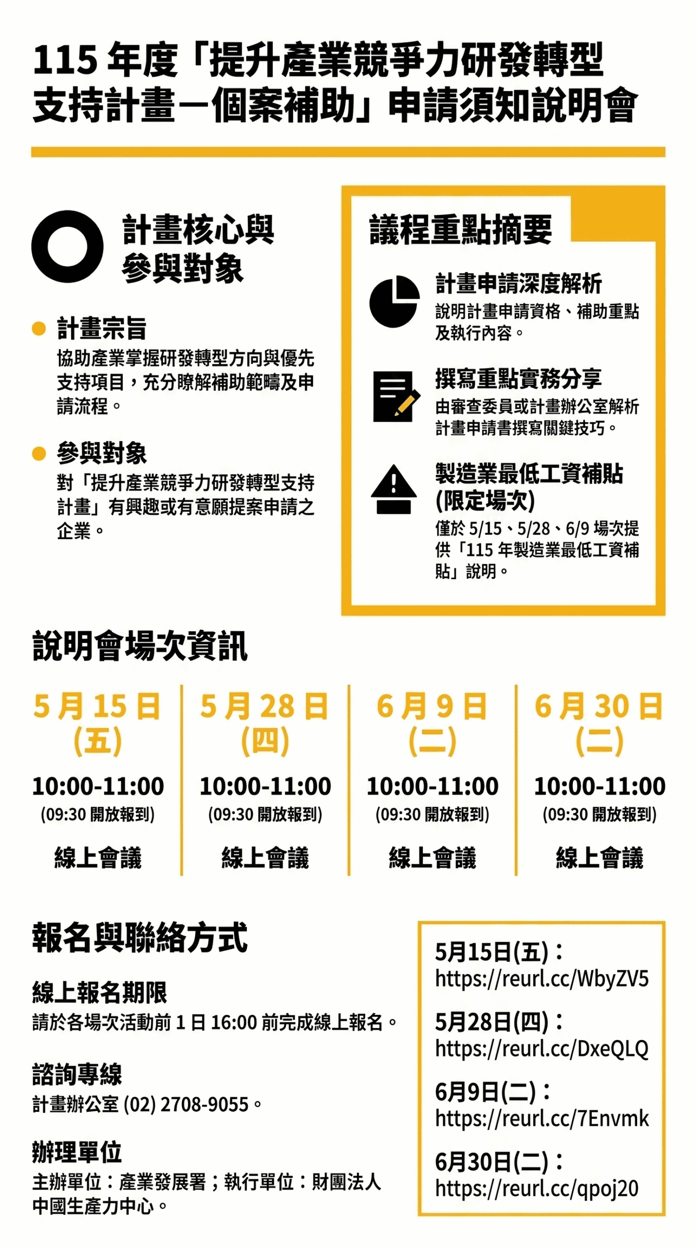 展揚統整：115年度研發轉型補助說明會重點